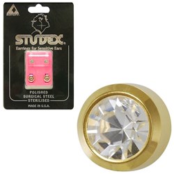STUDEX Birthstone studs - mini bezel gold - april / crystal